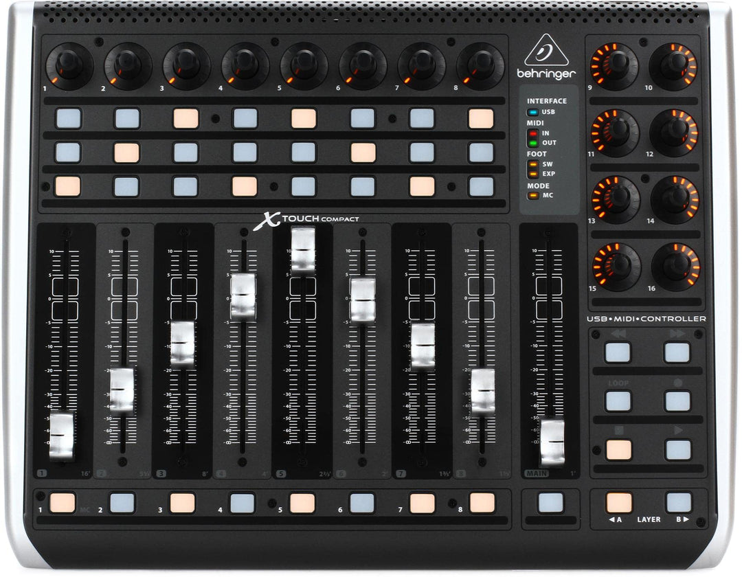 Behringer X-TOUCH COMPACT Universeller USB/MIDI-Controller mit 9 berührungsempfindlichen Motorfadern