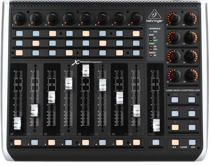 Behringer X-TOUCH COMPACT Universeller USB/MIDI-Controller mit 9 berührungsempfindlichen Motorfadern