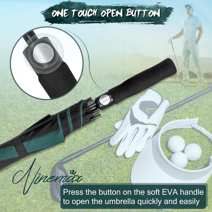 NINEMAX Golfschirm Gross 62/68 Inch Golf Regenschirm Sturmfest Automatik Öffnen Golf Regenschirm Dop