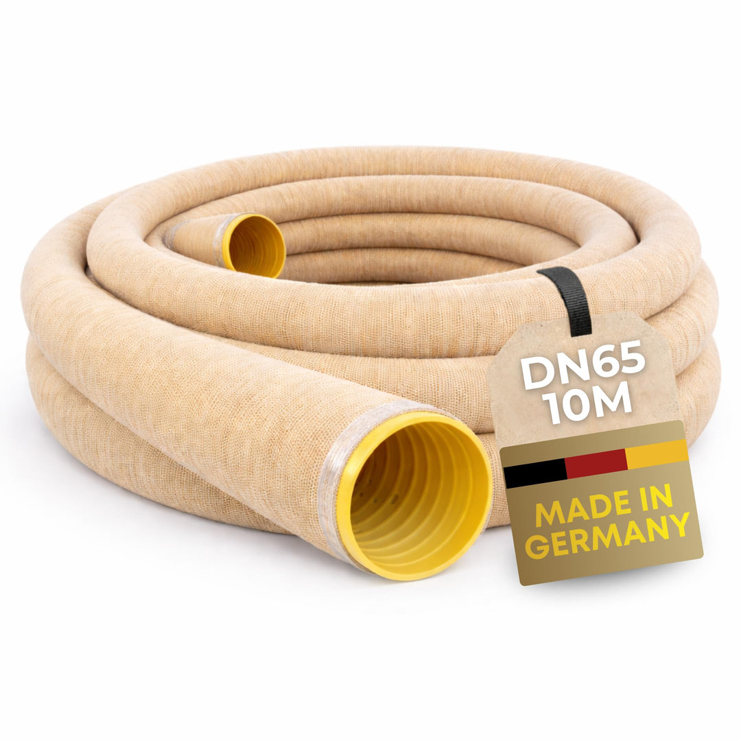 Drainagerohr DN65 10m mit Filtervlies – geschlitztes &amp; perforiertes PVC Sickerrohr flexibel – verhin