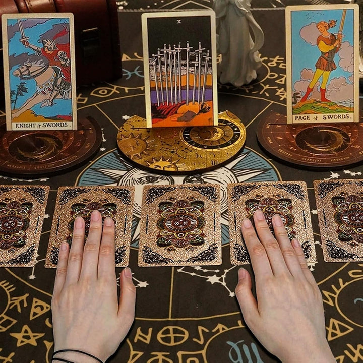 GIBZ Original Design Tarot Karten, 78 Stück Rose Gold Folie Tarot Deck Set, mit Guide Buch und Box f