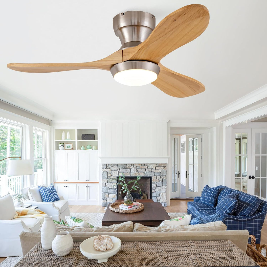 Deckenventilator 36 Zoll 3 Holzflügel flach 6 Stufen reversibel leise