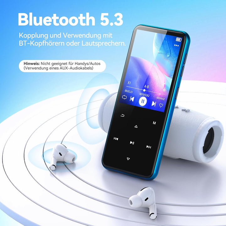 AGPTEK 32GB MP3 Player Bluetooth 5.3 mit 2,4" TFT Farbbildschirm HiFi Musik
