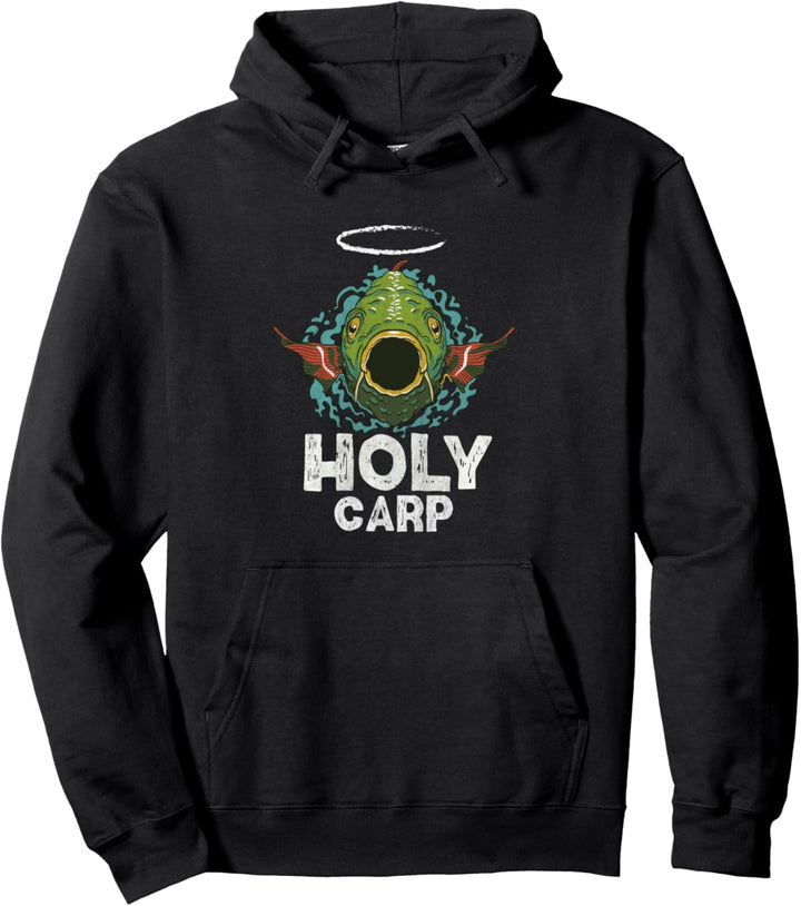 Holy Carp lustiges Karpfen Angel Pullover Hoodie