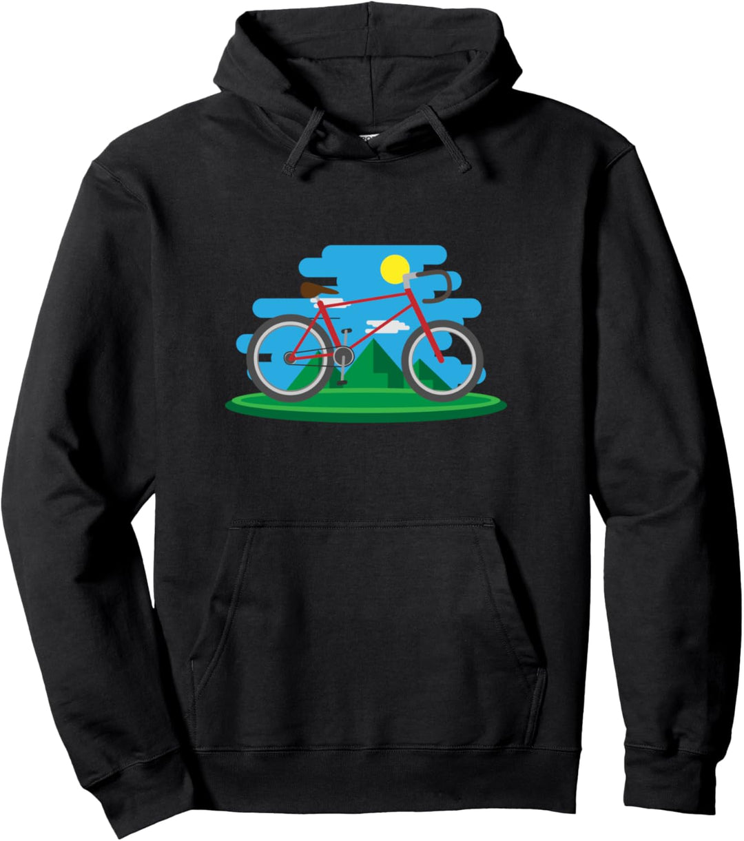 Rennrad mit Berg und Himmel Silhouette - Fahrrad Pullover Hoodie