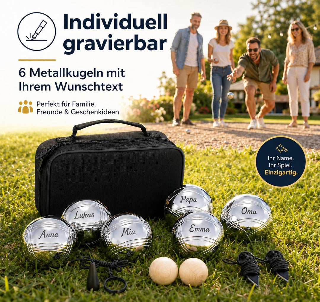 Boule Set Metall Kugeln 6 oder 8 oder 12 Stück Boccia Petanque Outdoor Spiel Garten Strand, Personal