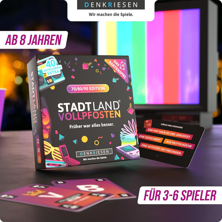 DENKRIESEN - Stadt Land Vollpfosten® – Das Kartenspiel - 70/80/90 Edition - &