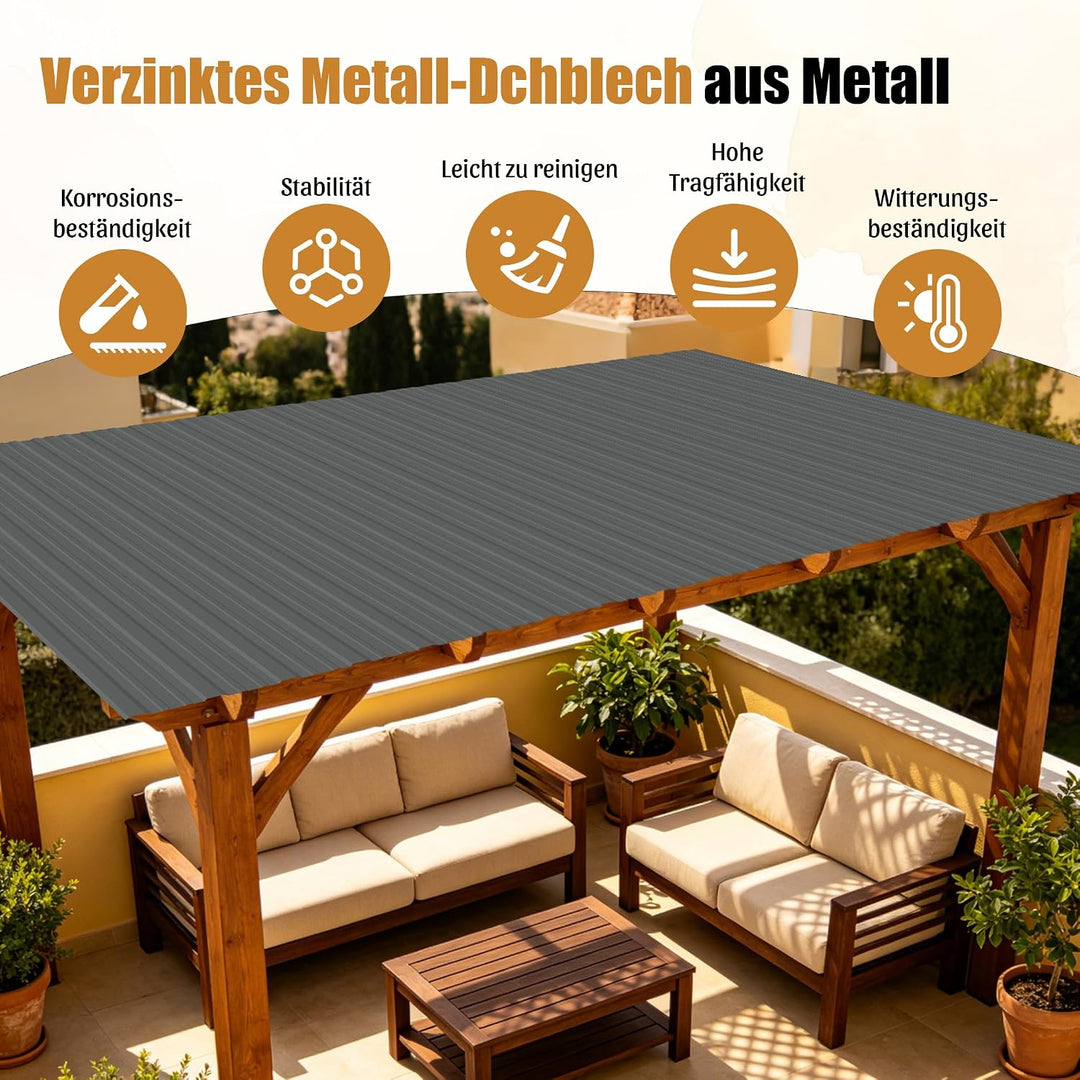 15 Stück Profilblech Verzinkter Stahl – 6 m² Dachblech Set mit Schrauben, UV-beständig, Winterfest W
