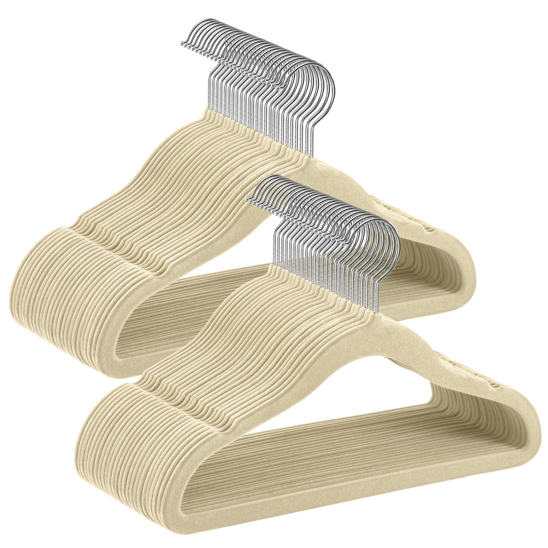 SONGMICS Kinderkleiderbügel, 50er Set Kleiderbügel Kinder, Baby-Kleiderbügel, Bügel Samt, 360° drehb