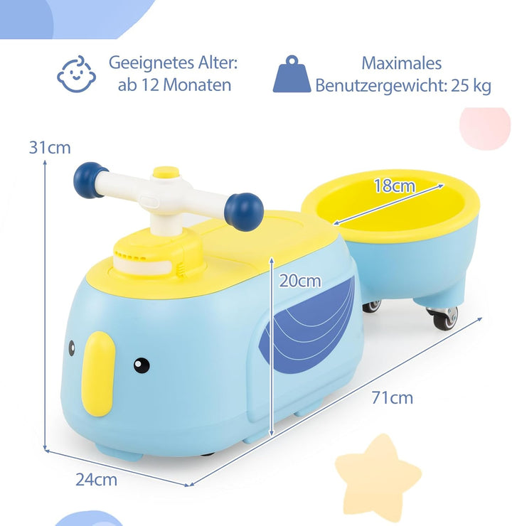 DREAMADE 2-in-1 Rutschauto, Rutschfahrzeug mit abnehmbarem Anhänger &amp; Stauraum unter dem Sitz, mit L