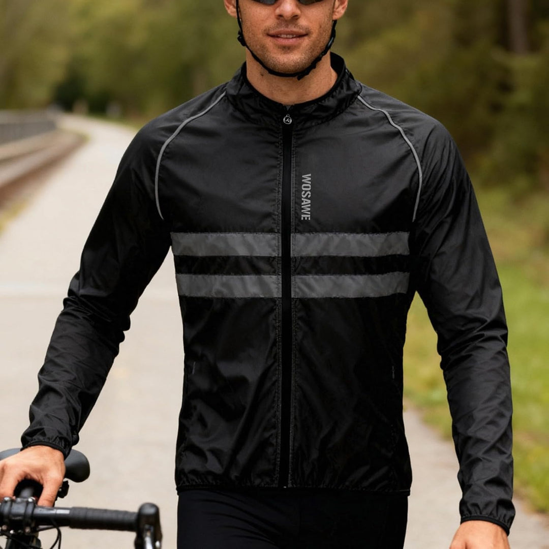 WOSAWE Herren Damen Fahrradjacke Leicht Atmungsaktiv Reflektierende Radweste Winddicht Sportbekleidu