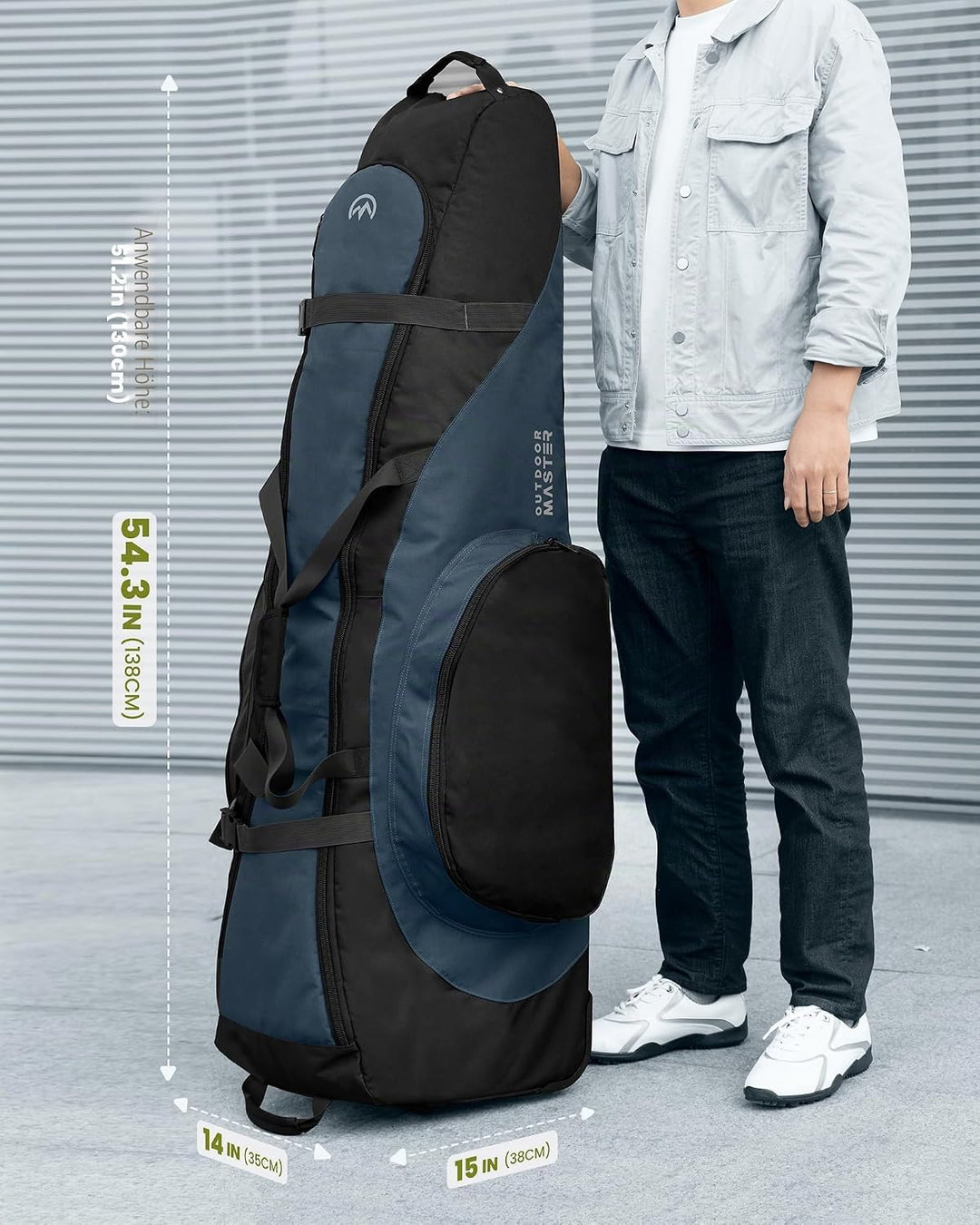 OutdoorMaster Gepolstert Golf Reisetasche mit Verstärkte Räder, 900D Heavy Duty Oxford Abriebfestigk