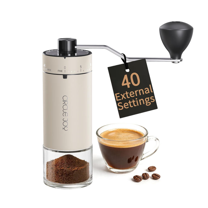 CIRCLE JOY Tragbare Manuelle Kaffeemühle mit keramischem Konischem Frässtift und 40 Externen Einstel