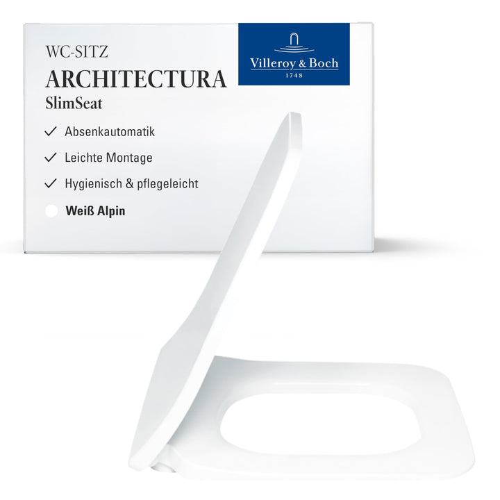 Villeroy &amp; Boch Architectura WC-Sitz SlimSeat, Toilettendeckel mit Absenkautomatik, abnehmbarer Toil