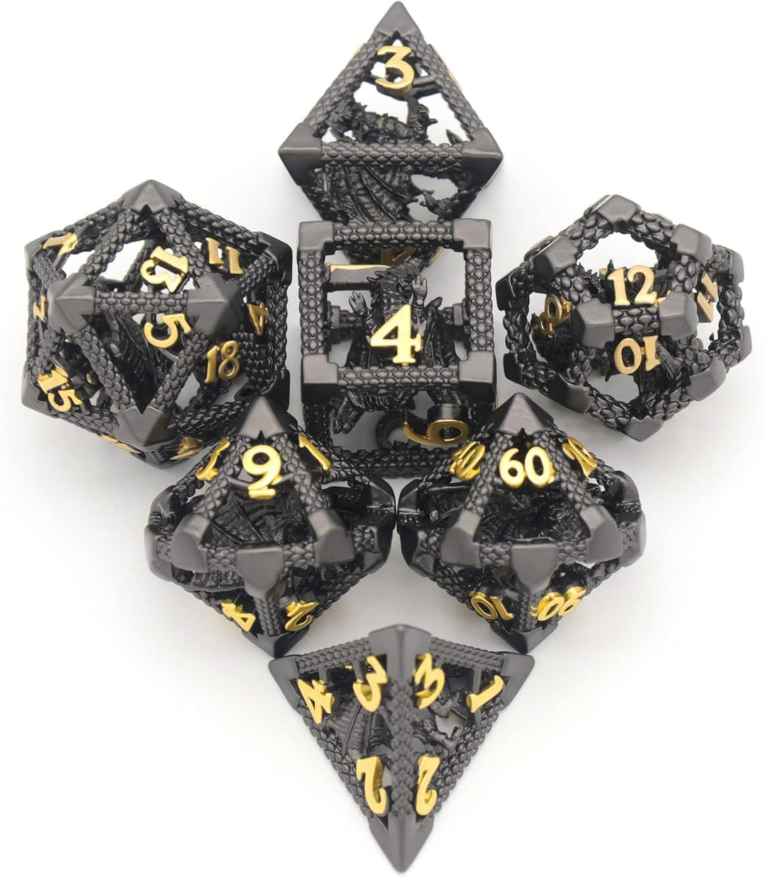 DND Würfel, Dungeons and Dragons Würfel Set HNCCESG Metall Spielwürfel Hohle 3D Drachen D&amp;D Würfel P