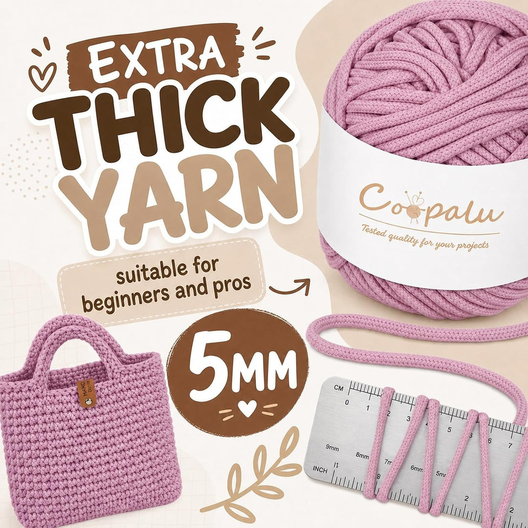 Chingcoo Häkelset für Anfänger - Crochet Set mit Häkelnadel 4,5mm Strickanleitung 5mm Dicke Wolle zu
