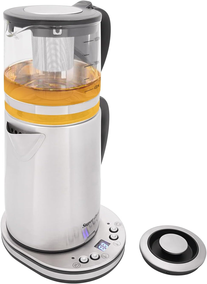 Elektrischer Wasserkocher, 2,5 l, und Teekanne aus Glas, 1 l, 1500 W, LCD-Display