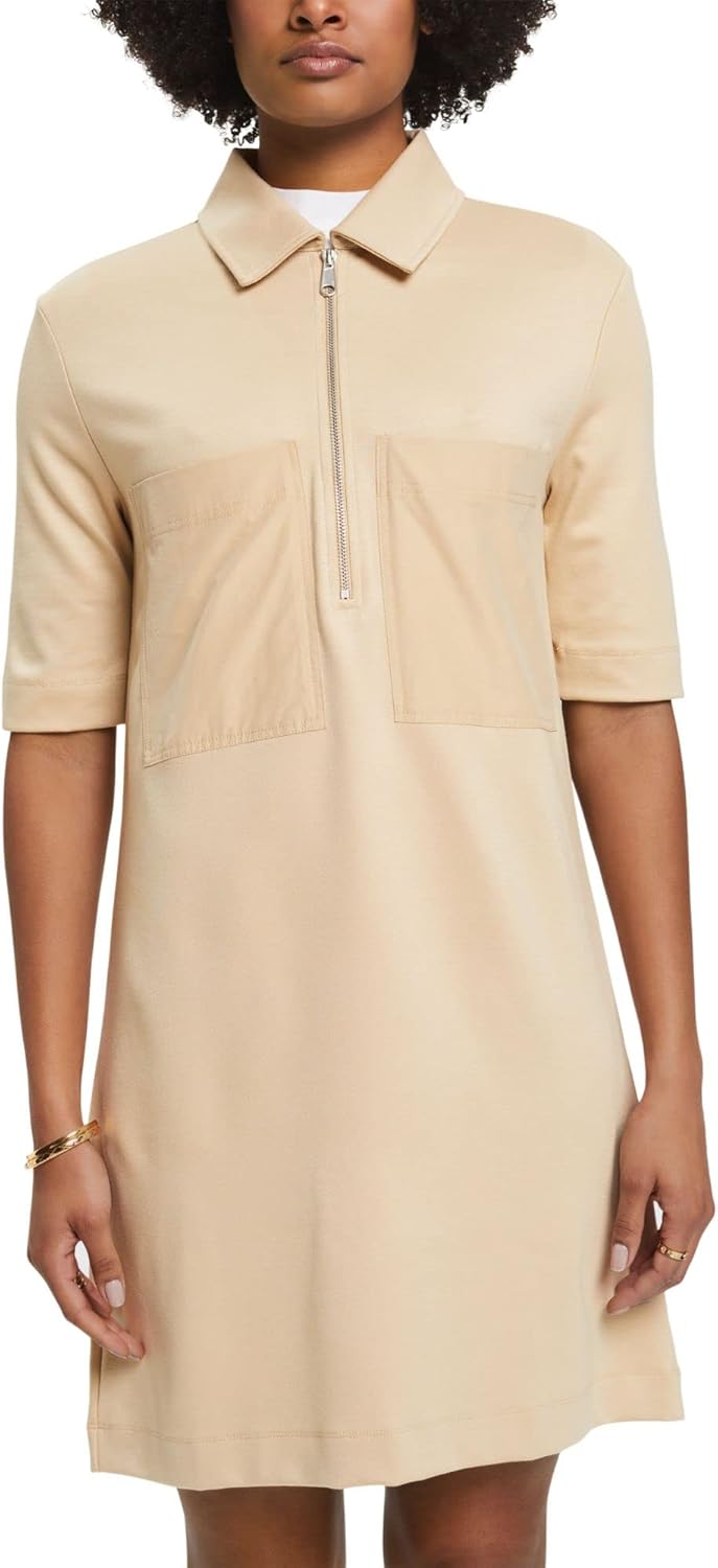 ESPRIT Damen 033ee1e316 Kleid L 285/Sand, L 285/Sand