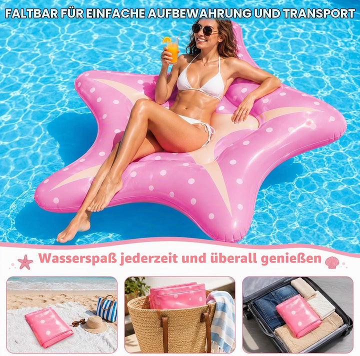 Luftmatratze Pool Seestern 150cm Hängematte Pool Spielzeug für Wasser | Schwimmtier Luftmatratze Was