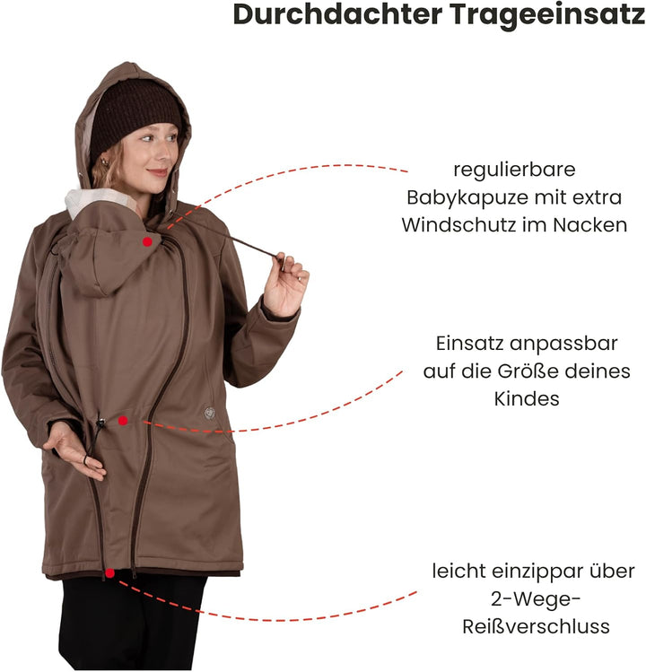 Viva la Mama – Allwetter Funktionsjacke für Mama und Baby, Umstandsjacke + Tragejacke - MELLORY L Vo