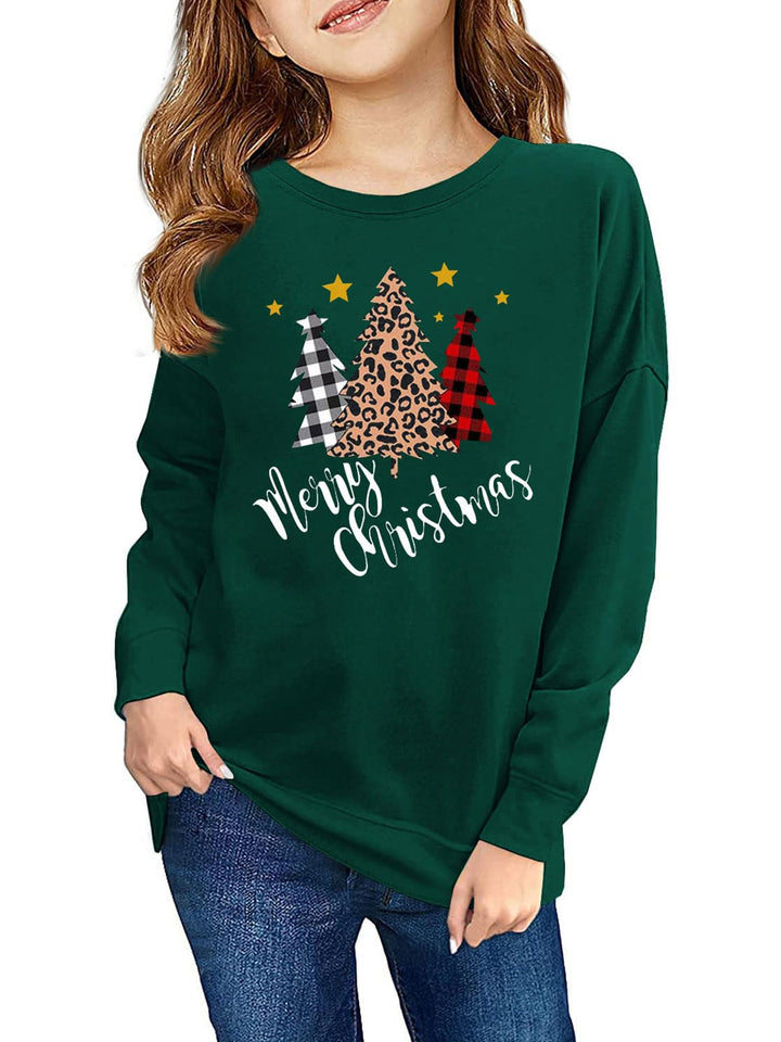 Haloumoning Sweatshirt Mädchen Weihnachtspullover Lustig Rundhals Pullover Winter Oberteile für Kind
