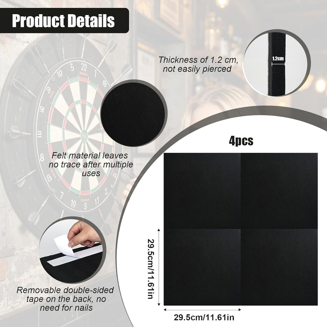 Dartscheibe Wandschutz Schwarz – Dart Surround Schutzmatte, Selbstklebende Dartscheiben Umrandung, D