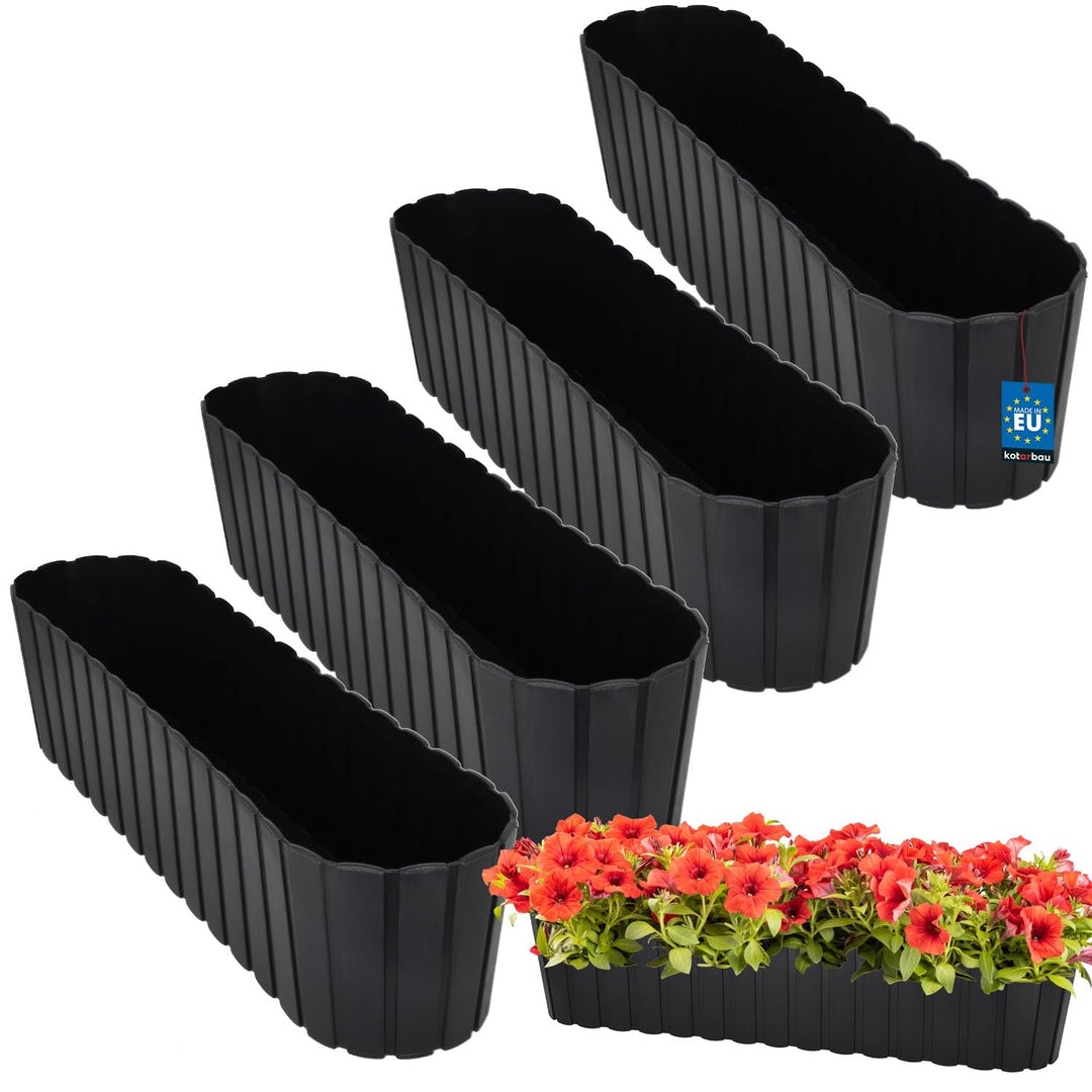 KOTARBAU® Blumenkasten für Balkon, 60 x 14 x 13 cm, Balkonkasten, Anthrazit 60 x 14 x 13 mm 4er Set