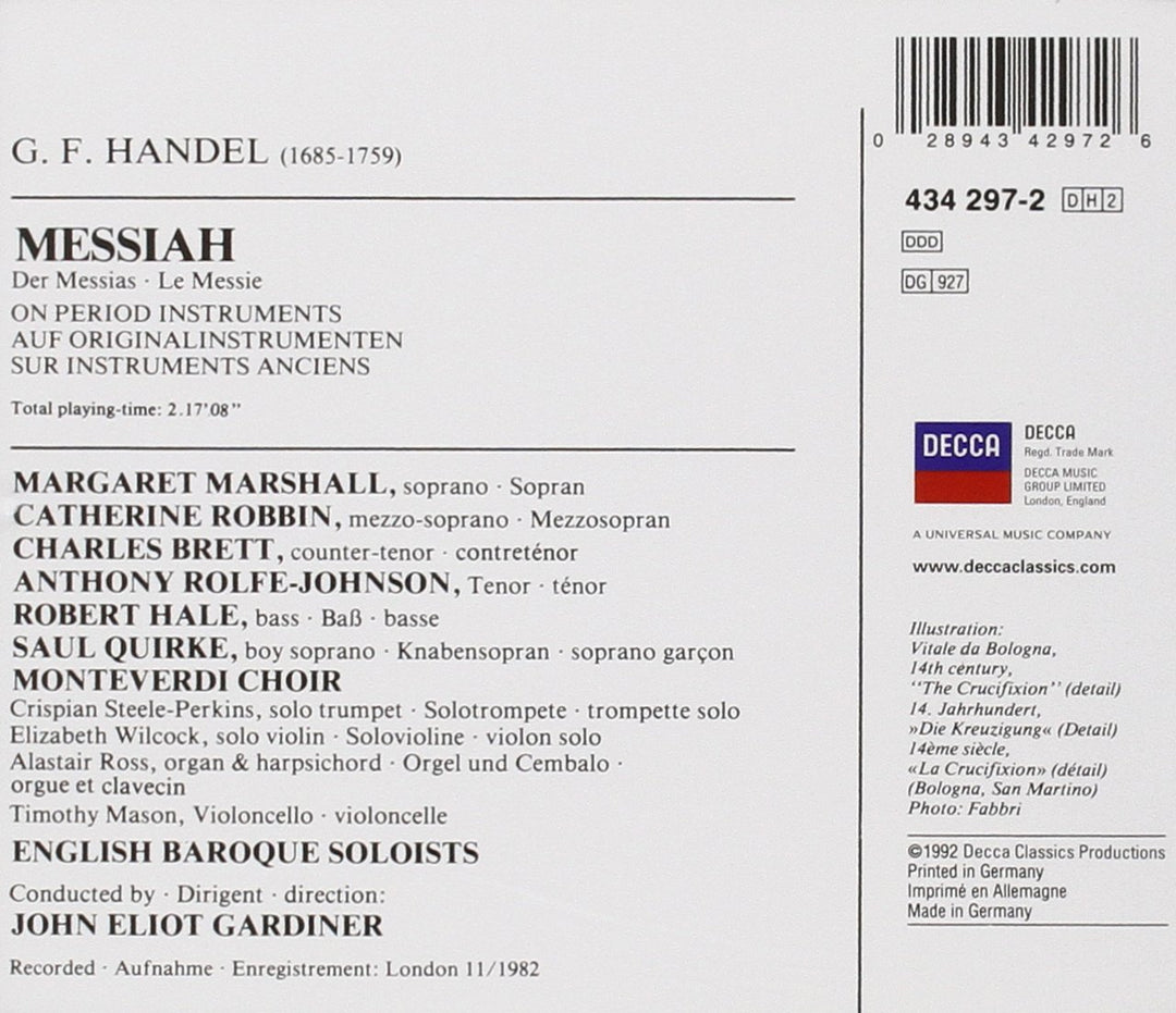 Messiah - Der Messias (Gesamtaufnahme), Audio-CD