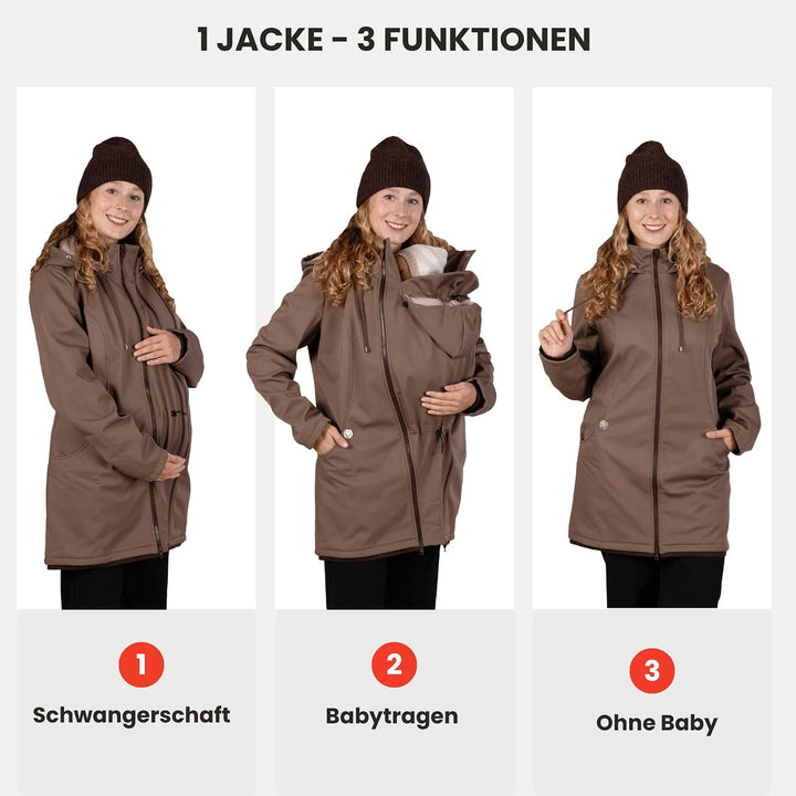 Viva la Mama – Allwetter Funktionsjacke für Mama und Baby, Umstandsjacke + Tragejacke - MELLORY L Vo