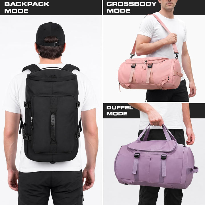 Sporttasche mit Rucksackfunktion, Reisetasche Gross für Damen und Herren, Weekender mit Schuhfach, S