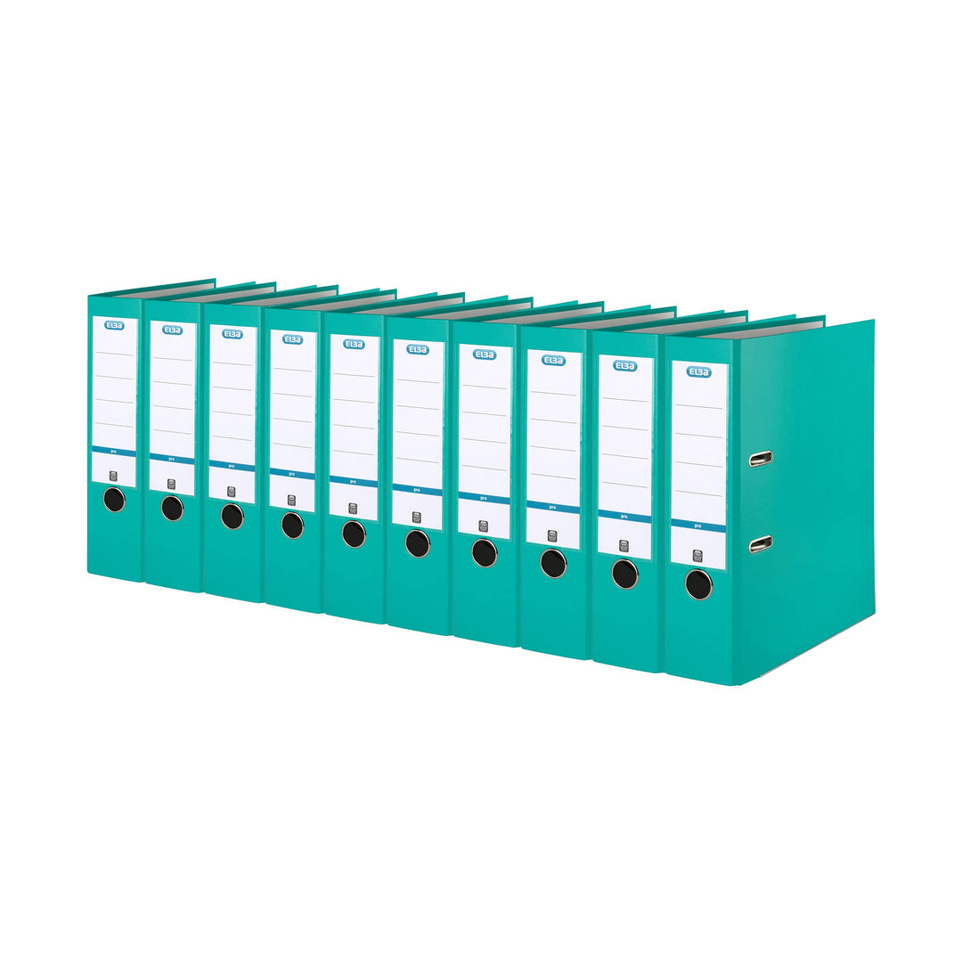 Elba Ordner A4, Smart Pro, 8 cm breit, Kunststoff aussen, mint, 10 Stück mint A4, breit, mint A4, br