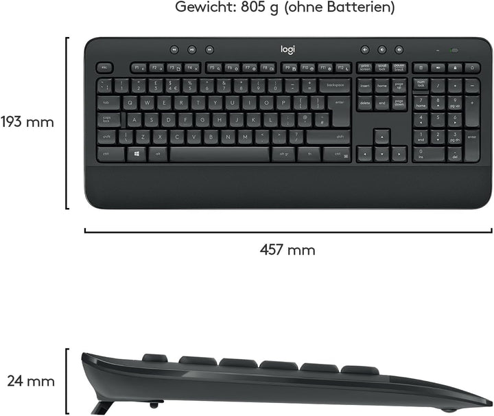 Logitech MK545 erweiterte drahtlose Tastatur und Maus, QWERTZ-Layout