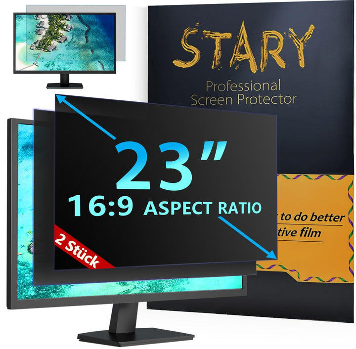 STARY 2 Stück Computer Bildschirm Blickschutzfilter für 23 Zoll Monitor 16:9 Seitenverhältnis - Anti