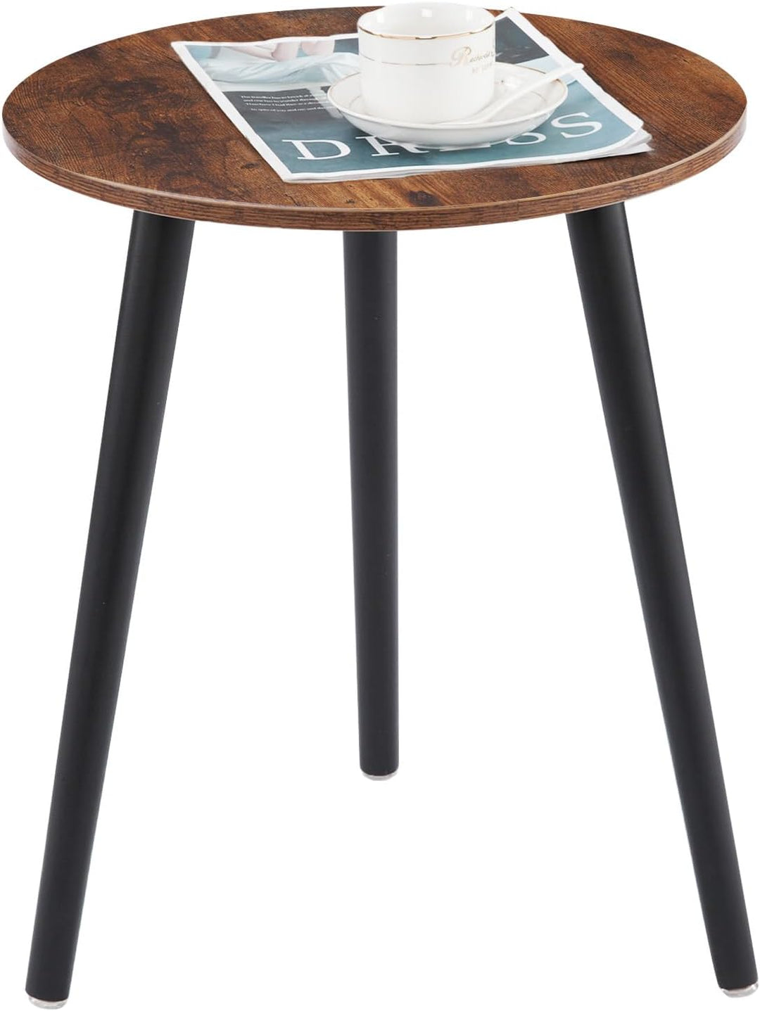 YOUDENOVA Beistelltische Holz, Couchtisch rund, Ø42x52cm, Wohnzimmertisch, Nachttisch mit Tablett, S