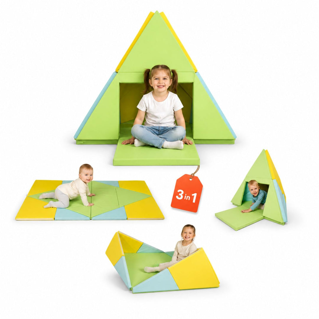alldoro 60801 Faltbare Spielmatte 3-in-1, Krabbelunterlage, Tipi-Zelt &amp; Spielboot, ab 0 Jahren, 182