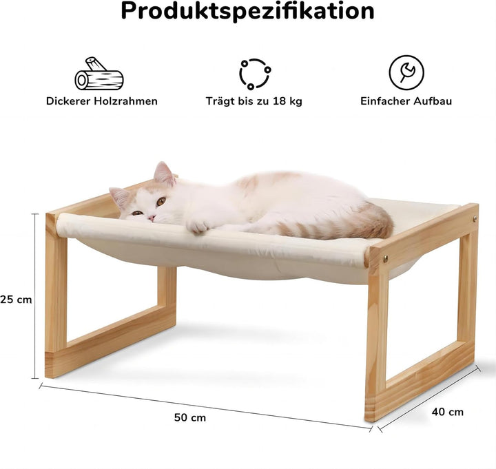 FUKUMARU Katzenbett, Plüsch-Samt-Katzenbetten für Indoor-Katzen, Katzenhängematte aus Holz, 50,8 x 4