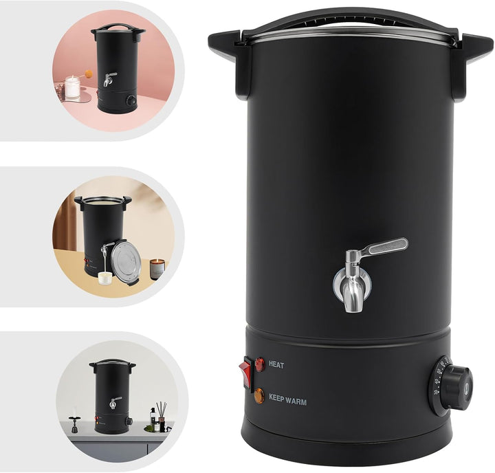PansyWind Wachsschmelzer 1800W 10L Wachsschmelzgerät aus Edelstahl Black 10L, Black 10L