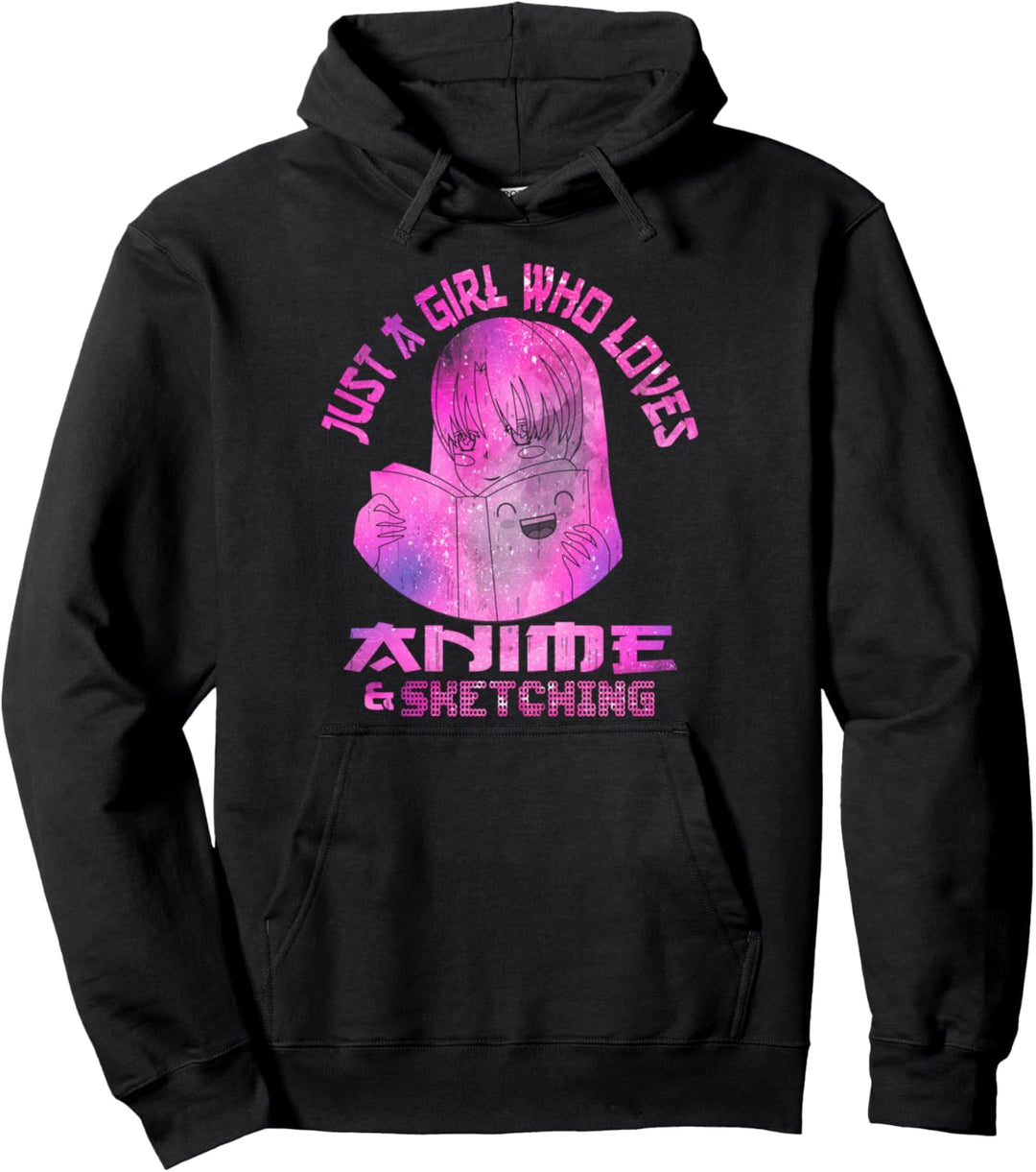 Nur ein Mädchen, das Anime und Skizzieren liebt Pullover Hoodie