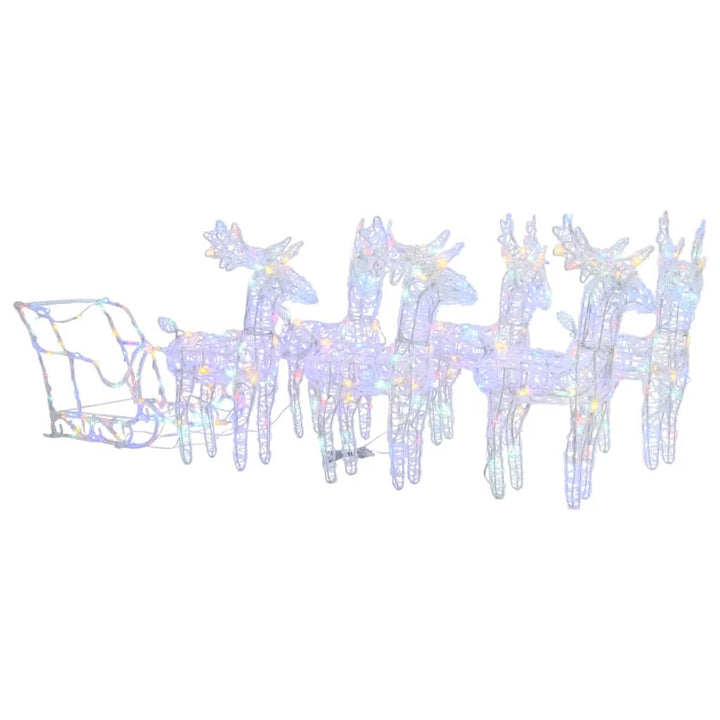vidaXL Weihnachtsdekoration Rentiere mit Schlitten Beleuchtet Dekofigur Weihnachtsdeko Figur Weihnac