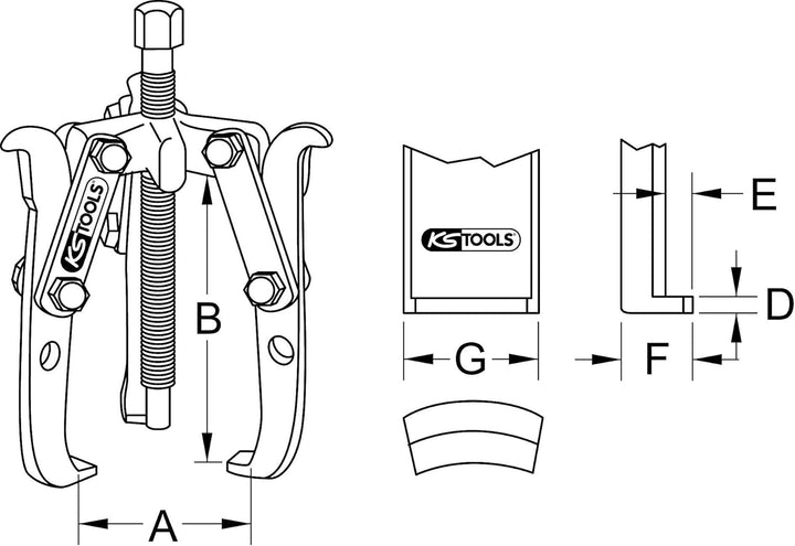 KS Tools 700.1120 Universal-Abzieher 2- und 3-armig, 70mm