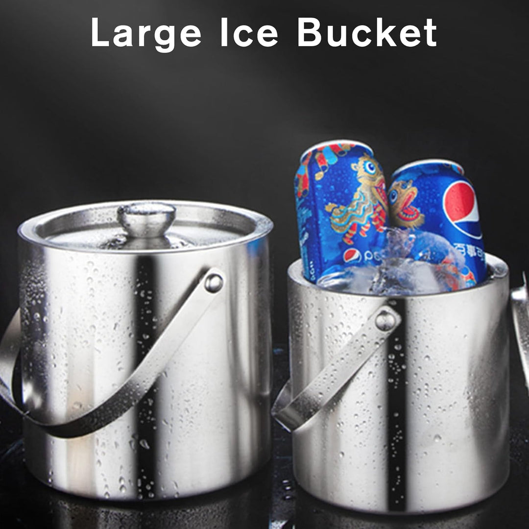 Eiswürfelbehälter Edelstahl, 2L Eiseimer mit Doppelwand-Design, Eisbehälter für Eiswürfel Eiskübel m