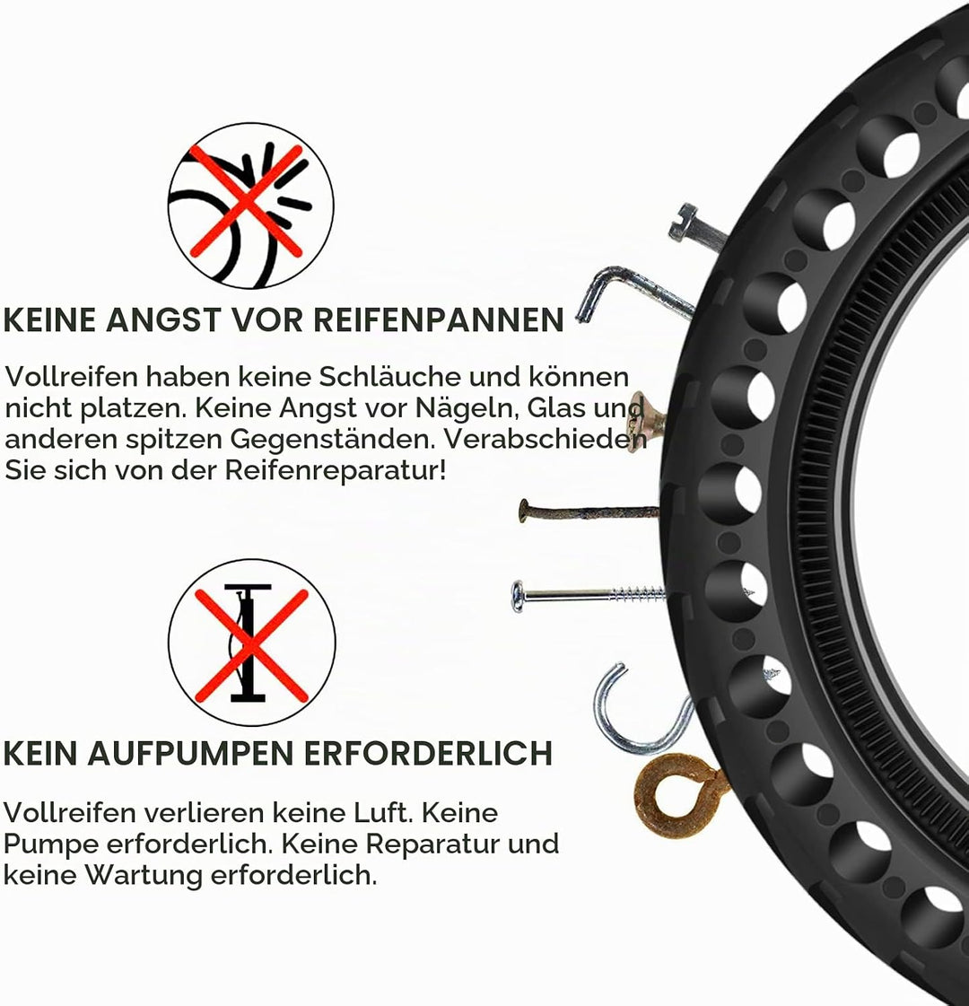 BANGTING 2 PCS 8,5 Zoll E Scooter Solid Reifen, 8 1/2 x2 Vollgummireifen, 50/75-6.1 Ersatzreifen für