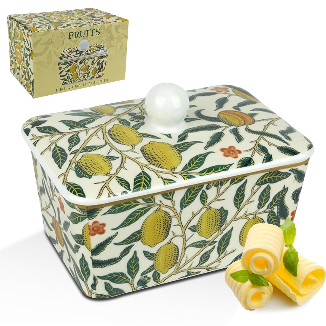 The Leonardo Collection Fruits Butterdose von William Morris | Elegante Butterdose aus Keramik mit i