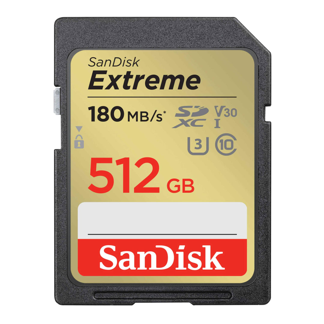 SanDisk Extreme SDXC UHS-I Speicherkarte 512 GB (V30, 180 MB/s Übertragung, U3, 4K UHD Videos, SanDi