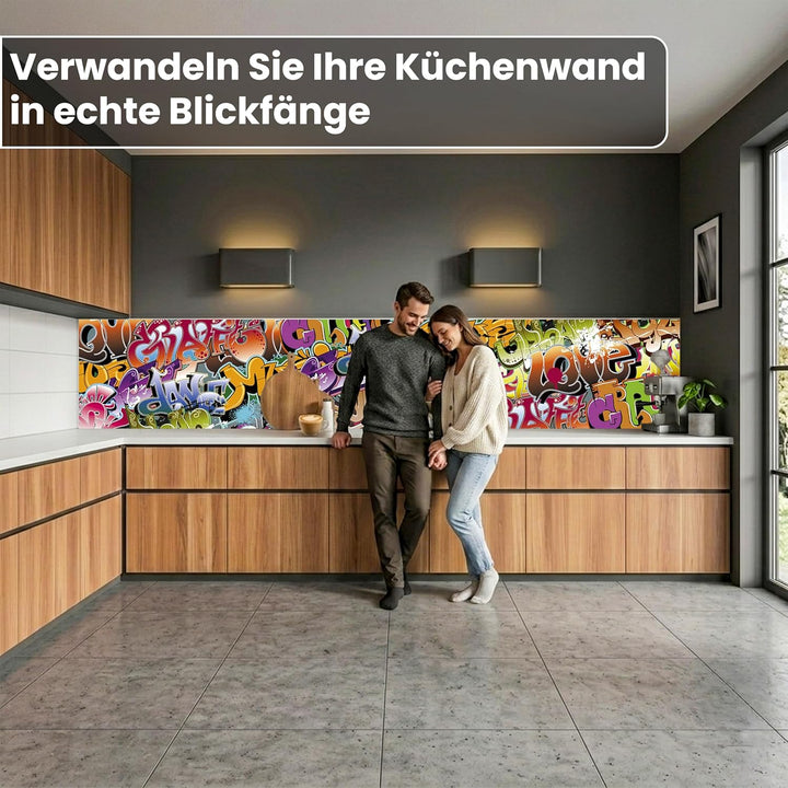 DIMEX Küchenrückwand Folie selbstklebend Graffiti | Klebefolie - Dekofolie - Spritzschutz für Küche