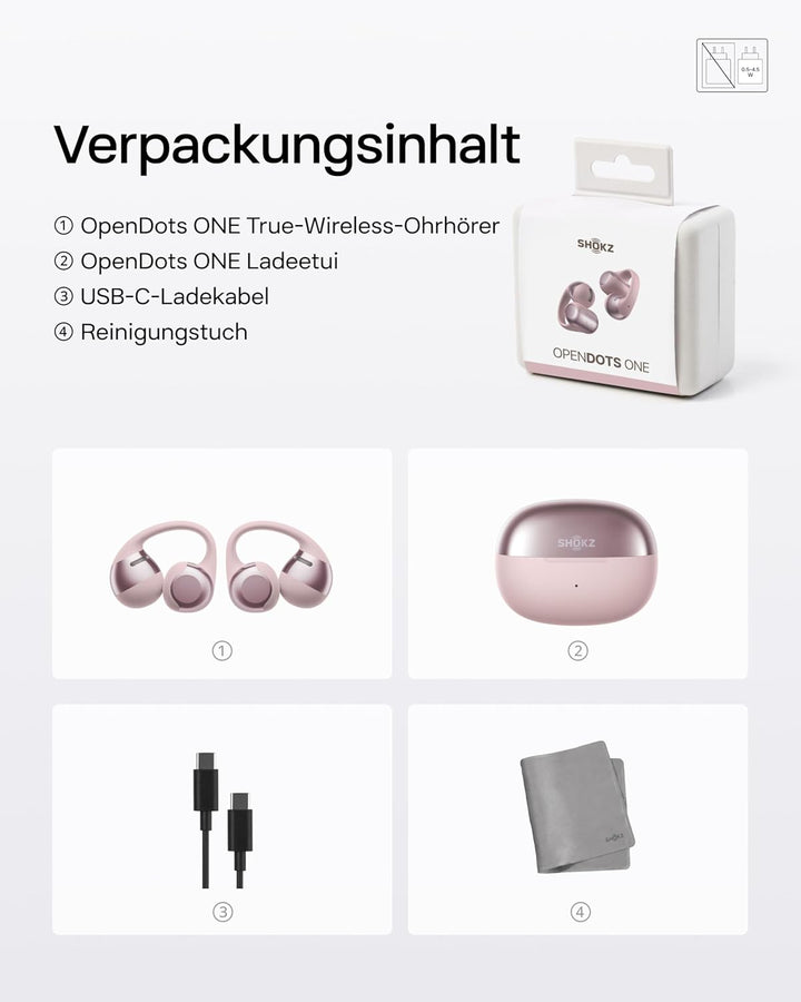 SHOKZ OpenDots ONE Open Ear Kopfhörer, Dolby Audio 6,5g Clip On Kopfhörer weiches Silikon, 40 Std. A