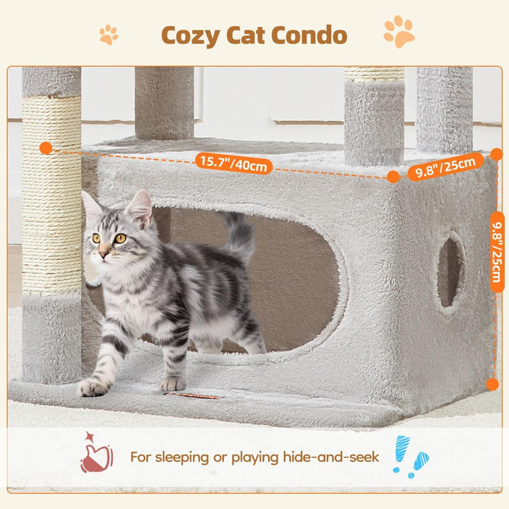 Taoqimiao Kratzbaum, 98cm katzenbaum Stabil KatzenKratzbaum Cat Tree mit Katzenhaus, Korb, 4 Kratzsä