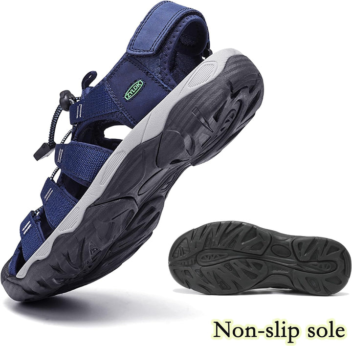 Herren Sandalen Leder Strand Trekkingsandalen Outdoorschuhe Sommer Wanderschuhe Männer Sport-Outdoor