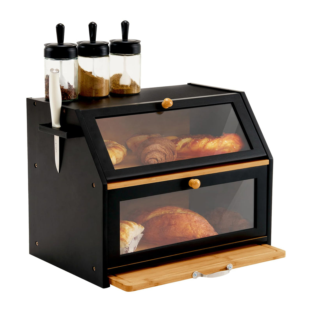 YOUDENOVA Brotkasten Bambus Eco Brotbox Brotkorb mit Schneidebrett Aufbewahrungsbox Küche Brotaufbew