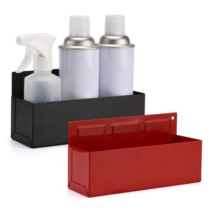 CASOMAN 2PCS Magnetic Aerosol Spray Can Holder, Red &amp; Black, Magnet Toolbox Bottle Holder, Wall Moun